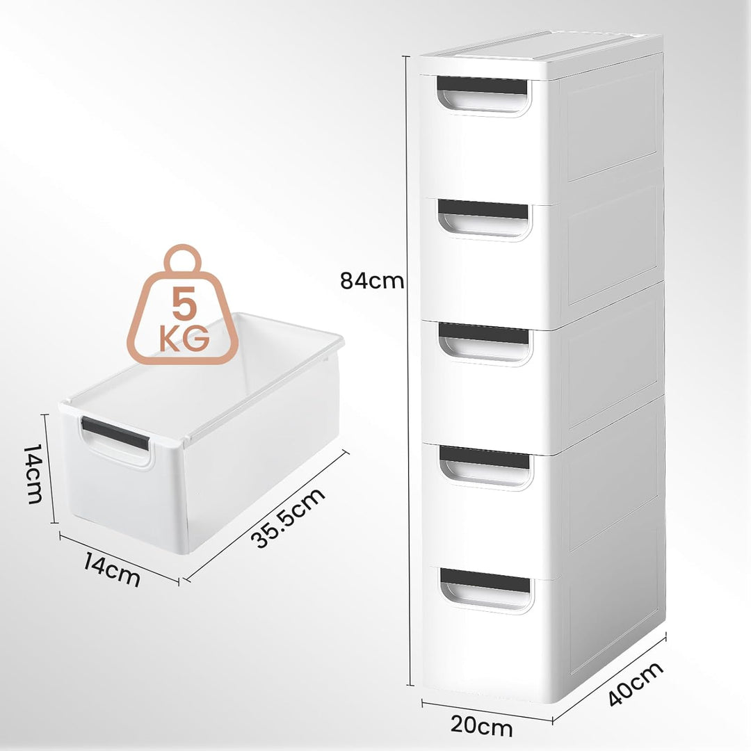 Schmaler Badezimmerschrank auf Rollen, Schmaler Badezimmerschrank mit 3/4/5 Schubladen, Mobiler Schu