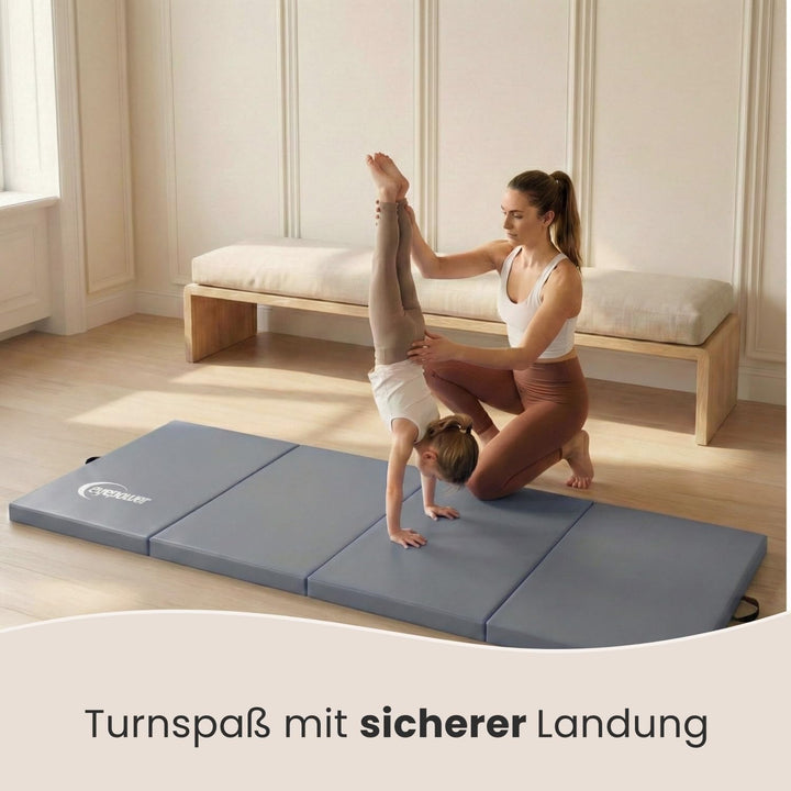 eyepower klappbare Turnmatte für Zuhause 180x60x5 cm - dicke Gymnastikmatte - Weichbodenmatte faltba