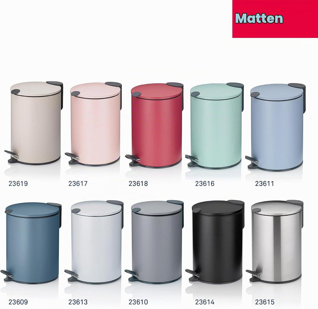 kela Kosmetikeimer schwarz matt 3l, Silent-Close-Deckel, Tretmülleimer Badezimmer MATS, Badmülleimer