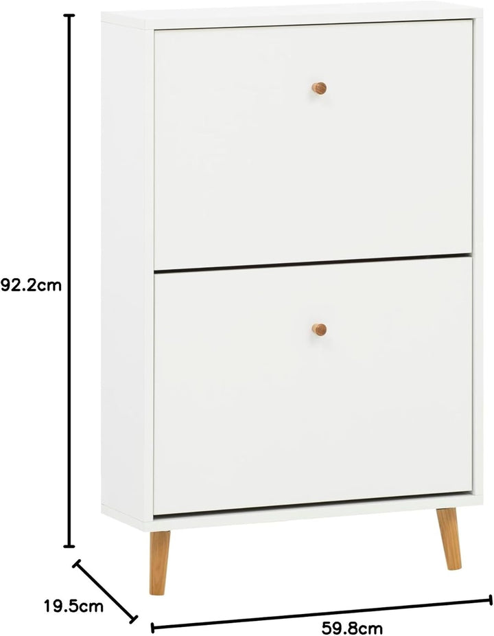 Schildmeyer Bjarne Schuhschrank 158671, weiss matt, 59,8 x 19,5 x 92,2 cm, platzsparend durch gering