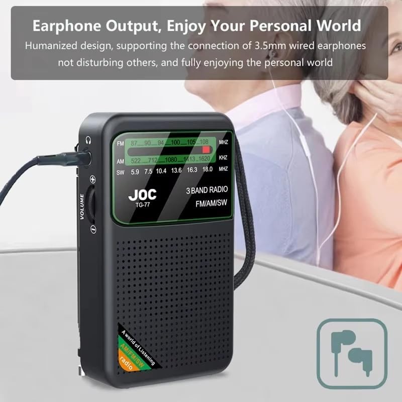 Tragbares Radio AM/FM/SW Taschenradio mit Wiederaufladbarem Akku Einbauter Lautsprecher mit HD-Displ