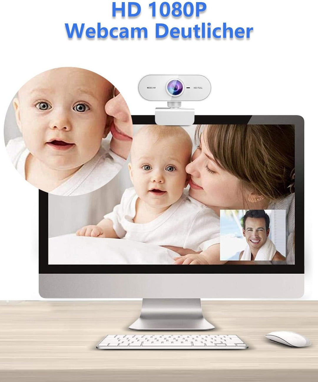 Webcam mit Mikrofon,1080P Full HD Kamera PC Laptop,USB Web Cam Plug&Play,Externe Streaming Camera,Mi