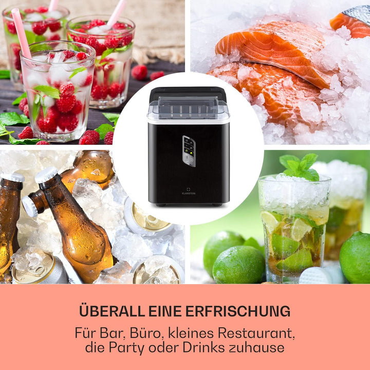 Klarstein Eiswürfelmaschine Klein, Schneller Ice Cube Maker, Eiswürfelbereiter Selbstreinigend, Eisw