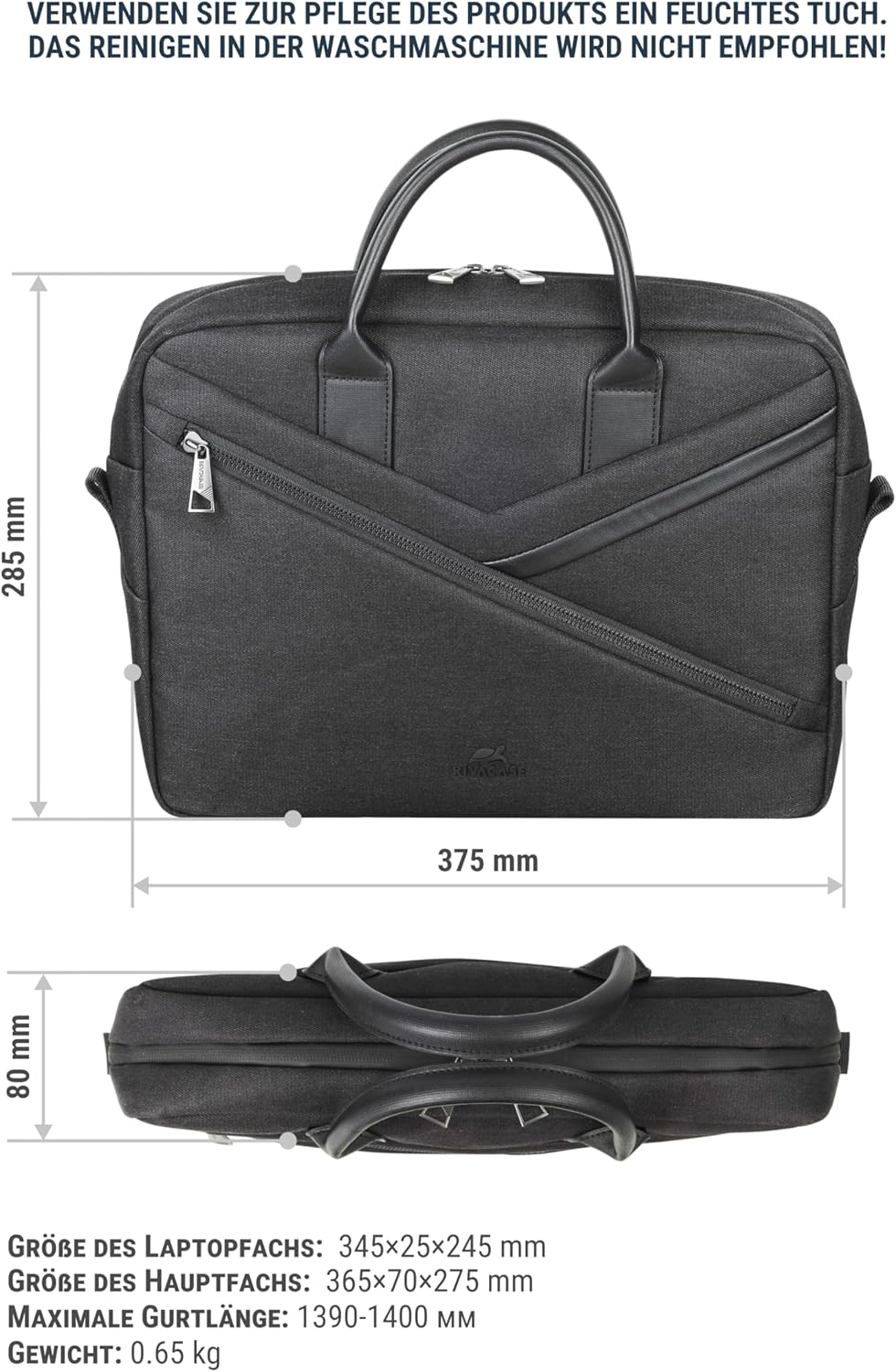 Rivacase ECO Laptoptasche 14 bis 15,6 Zoll - multifunktionale Computertasche wasserabweisend für Dam