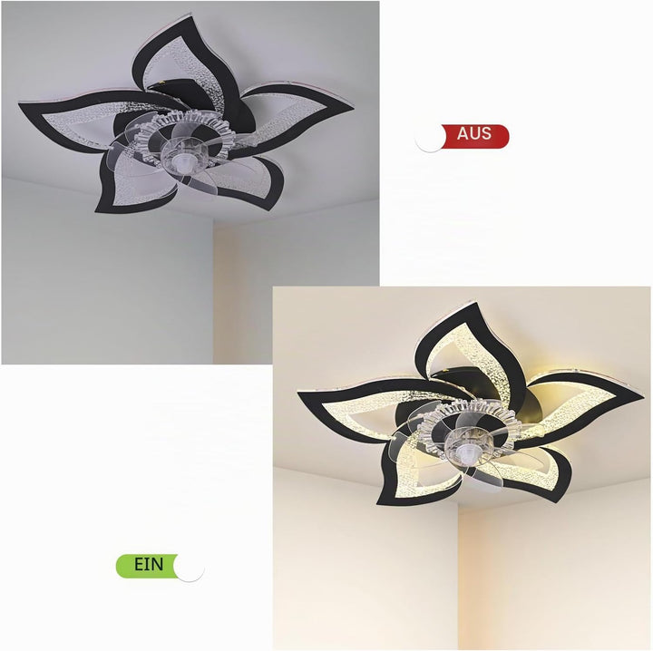 Oninio Deckenventilator mit Licht und Fernbedienung 62,5cm Modern Blumen-Design Deckenleuchte Leiser