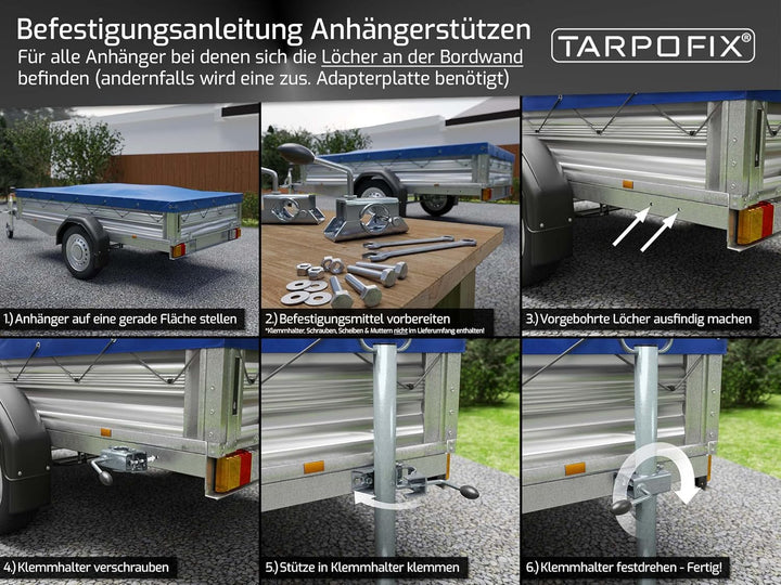 Anhänger Stützen 600mm (300kg Stützlast) | Abstellstütze Anhänger aus verzinktem Stahl | Strapazierf