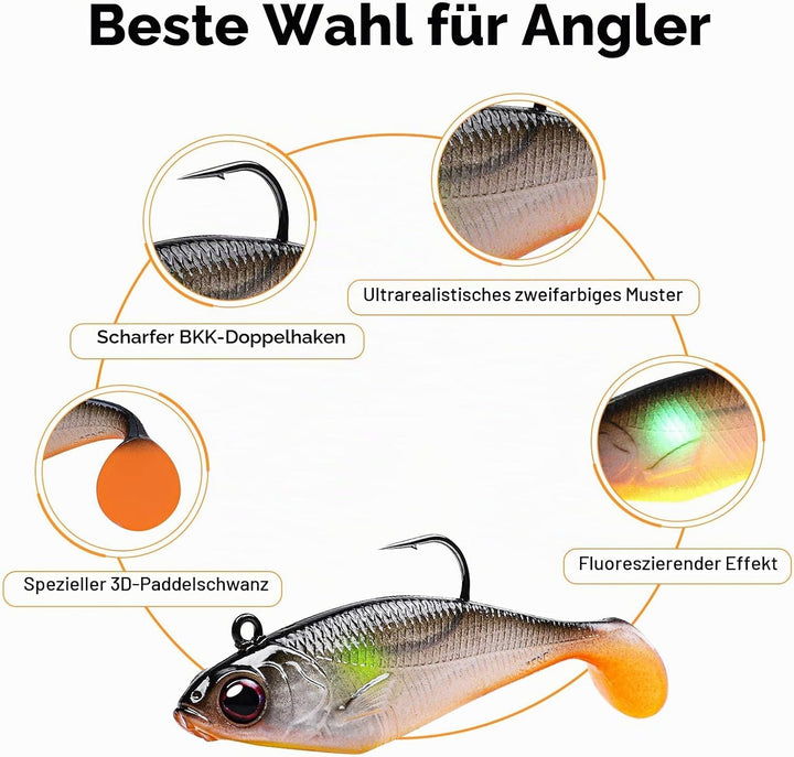 TRUSCEND Gummifische Angelköder für Forelle Zander & Barsch, Kunstköder Angelausrüstung Gummiköder A