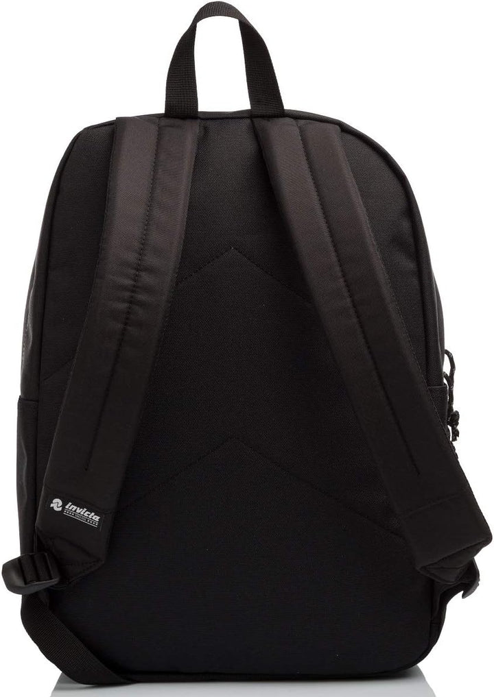 Invicta CARLSON Jet Black, Rucksack aus nachhaltigem Stoff, Geräumige Schultasche für Teenager, Mädc