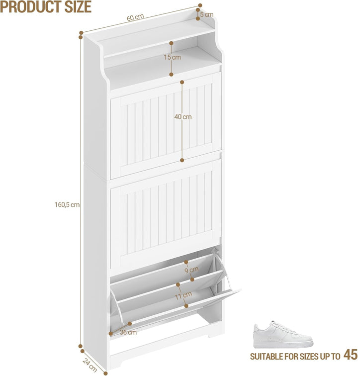Hzuaneri Schuhschrank, Schuhregal Schuhkipper Schmal, Schuhkommode, Verstellbar, Schuhaufbewahrung f