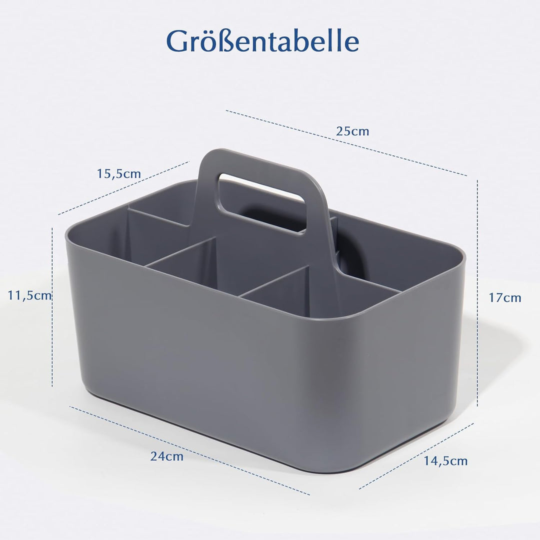 SYLANDO Korb Organizer mit Griff, 24x15x11 cm, Kunststoffkorb, Reinigungskorb, Bastelkorb, Schreibti