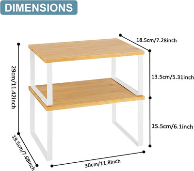 UOMIO Küchenregal Stehend 2er Set Gewürzregal Organizer aus Bambus 2 Stapelbar Küchen Regaleinsatz f