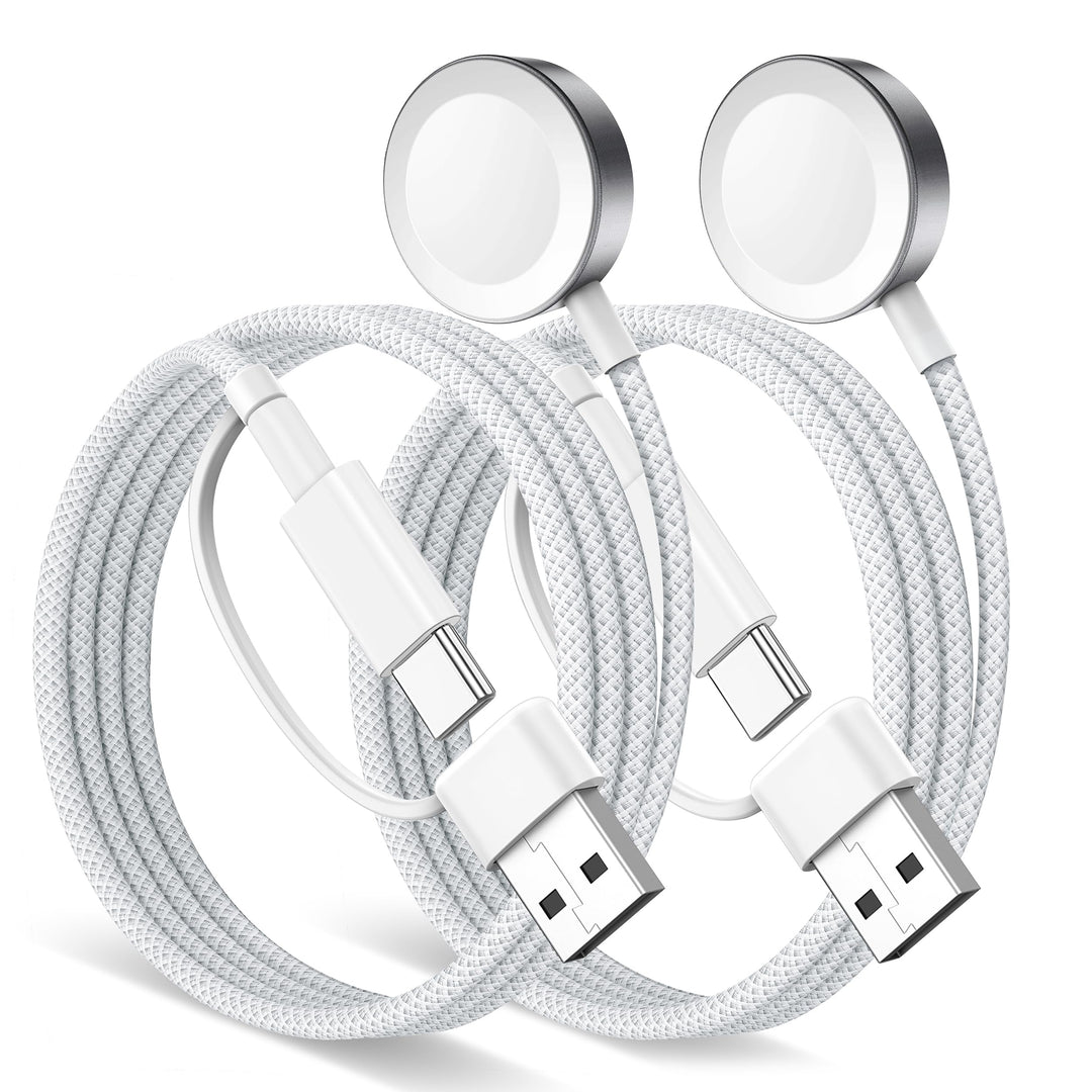 Minlu 2 in 1 Apple Watch Ladekabel, USB A/C Ladekabel für Apple Watch White-2 USB Typ C,iwatch ladek