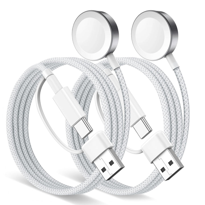 Minlu 2 in 1 Apple Watch Ladekabel, USB A/C Ladekabel für Apple Watch White-2 USB Typ C,iwatch ladek