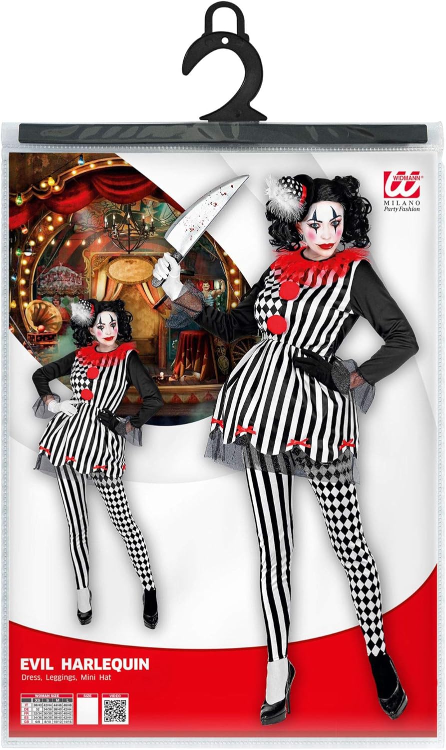 "EVIL HARLEQUIN" (dress, leggings, mini hat) - (XS), XS