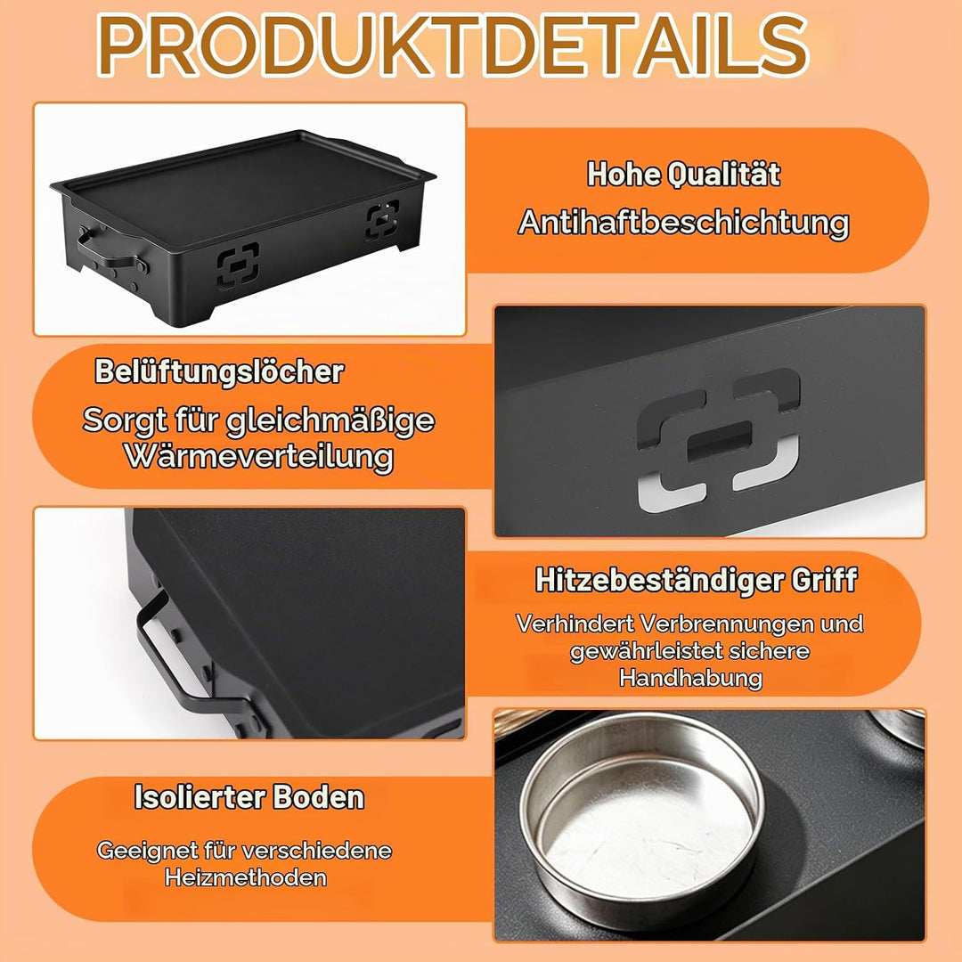 BBQ Warmhalteplatte, Aluminium Grill Heizplatte Antihaft Speisenwärmer Grill Warmhaltebehälter Speis