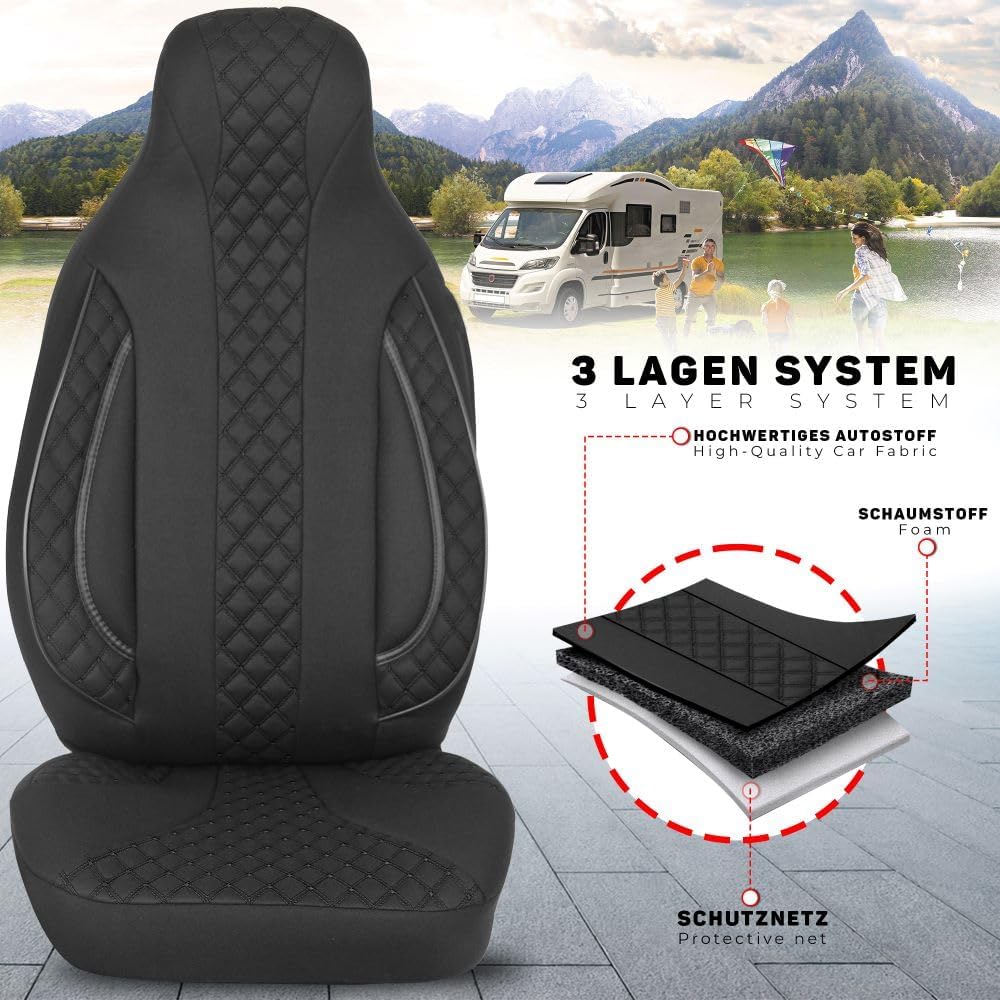 BREMER SITZBEZÜGE Schonbezüge Sitzbezüge kompatibel mit FIAT Ducato Citroen Jumper Peugeot Boxer in