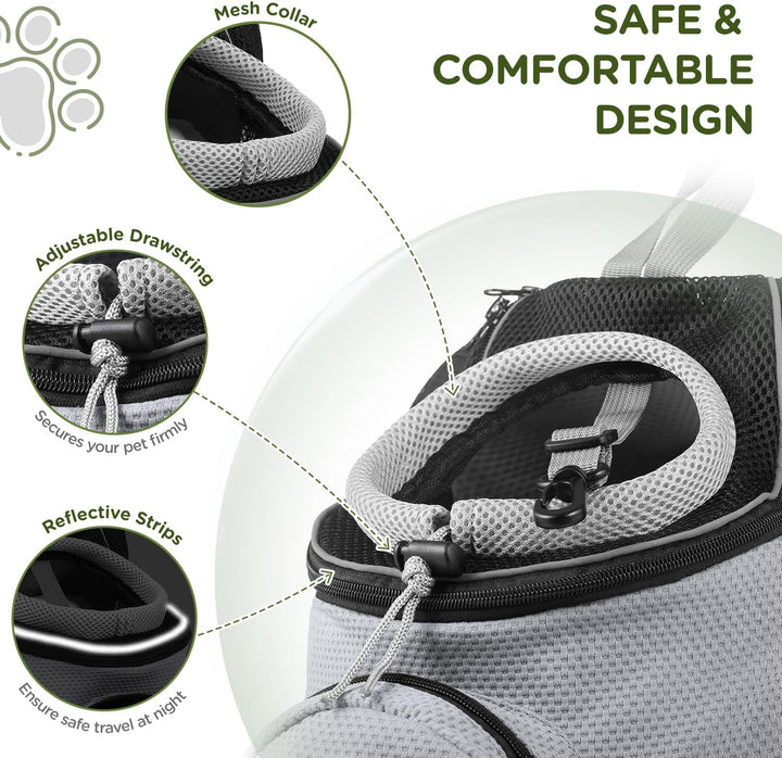 BONTHEE Hundetrage-Rucksack für kleine Hunde & Welpen – atmungsaktiver Frontrucksack mit PE-Boden un