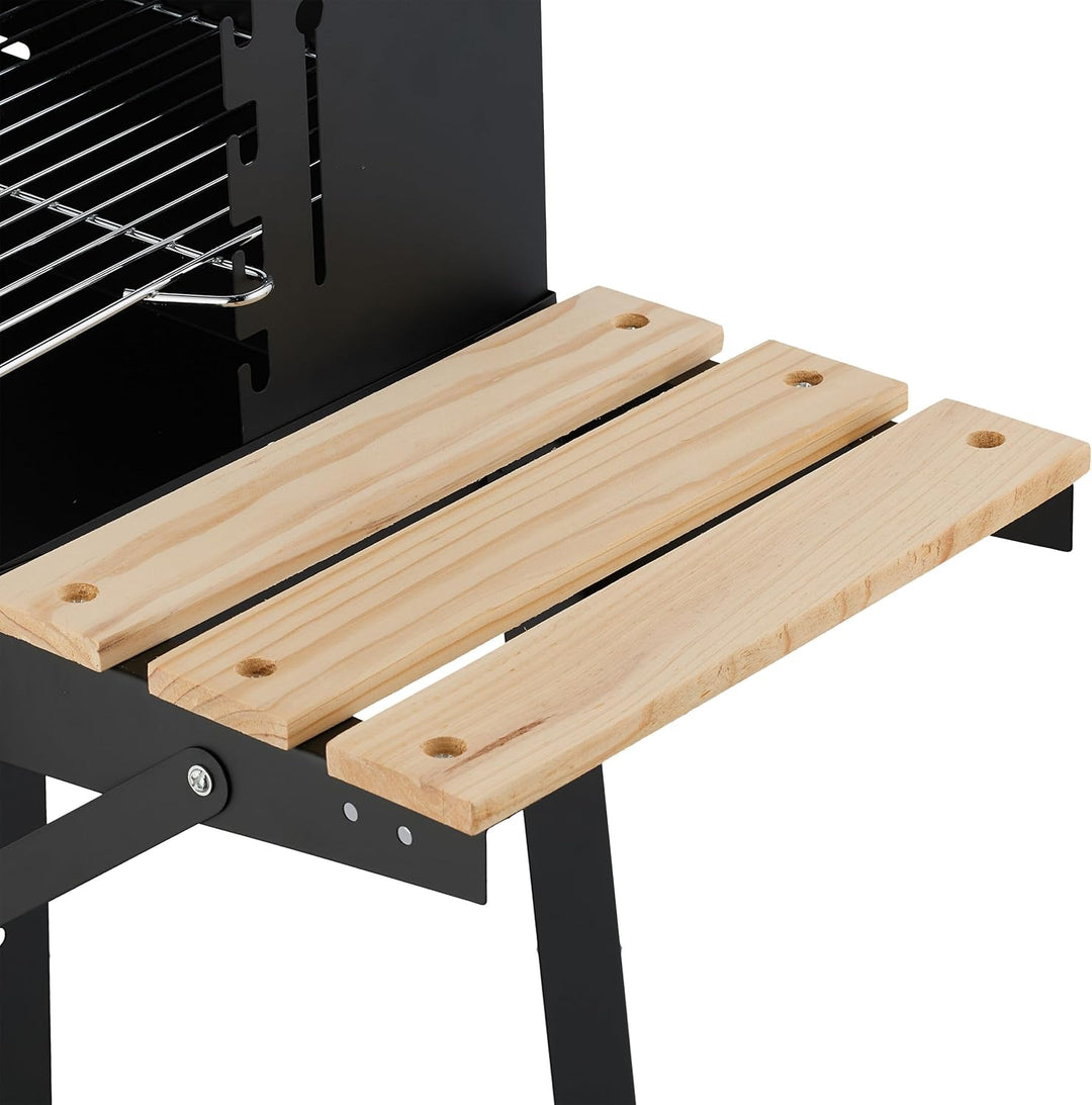 Relaxdays Grill mit Rädern, 2 Ablagen, höhenverstellbarer Rost, Windschutz, Grillwagen HBT: 80,5 x 8