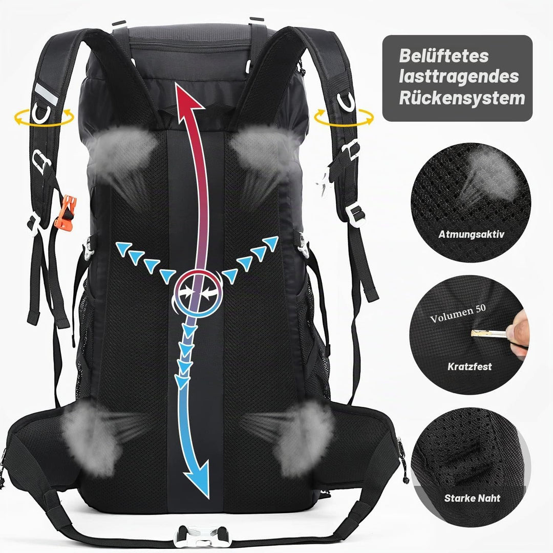 HOMIEE Wanderrucksack 50L, Herren Damen Wasserdichter Trekkingrucksack Reiserucksack Outdoor Wandern
