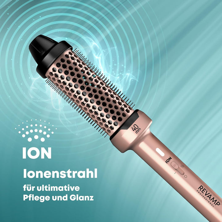 REVAMP Ceramic Hot Brush Styler - 40mm Lockenbürste, Lockenstab Keramik für Locken und Wellen - Ione