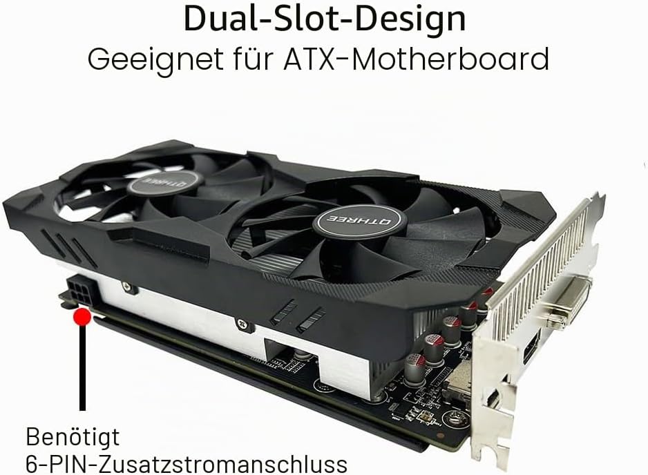 QTHREE Radeon RX 560xt 8GB GDDR5 128-bit Grafikkarte, HDMI, DVI-D, DisplayPort, Grafikkarten PC für