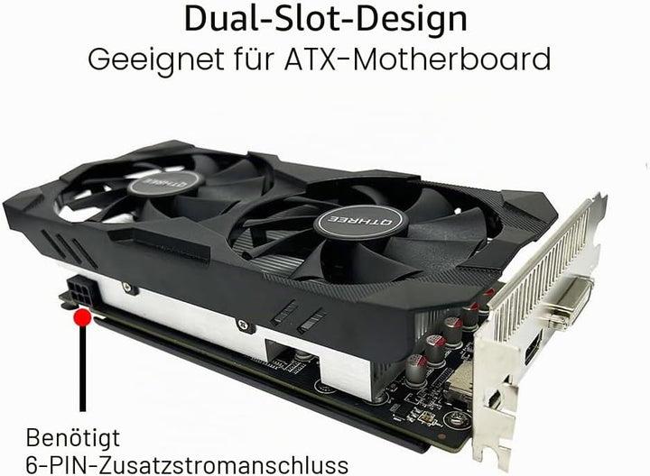 QTHREE Radeon RX 560xt 8GB GDDR5 128-bit Grafikkarte, HDMI, DVI-D, DisplayPort, Grafikkarten PC für