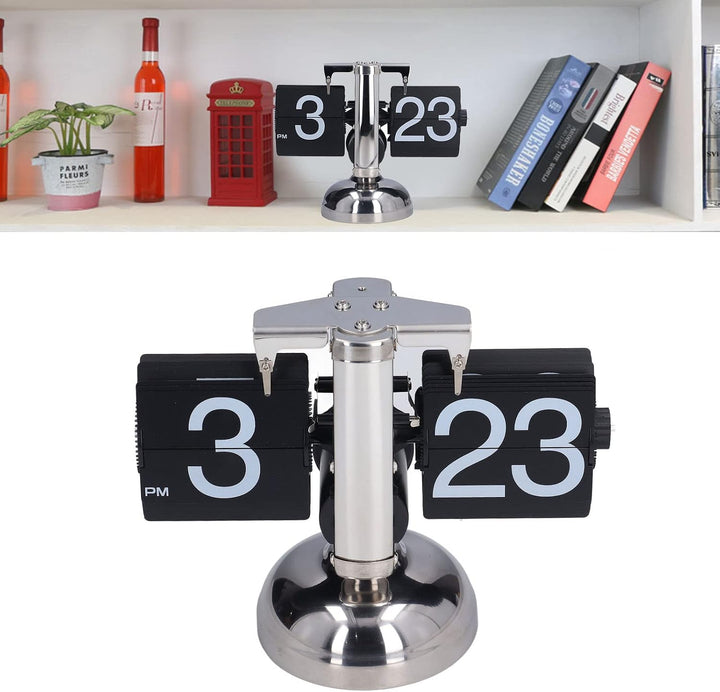 HERCHR Retro-Flip-Down-Uhr, Automatisches Umblättern Grosser Zahlen, Mechanische Schreibtischuhr, In