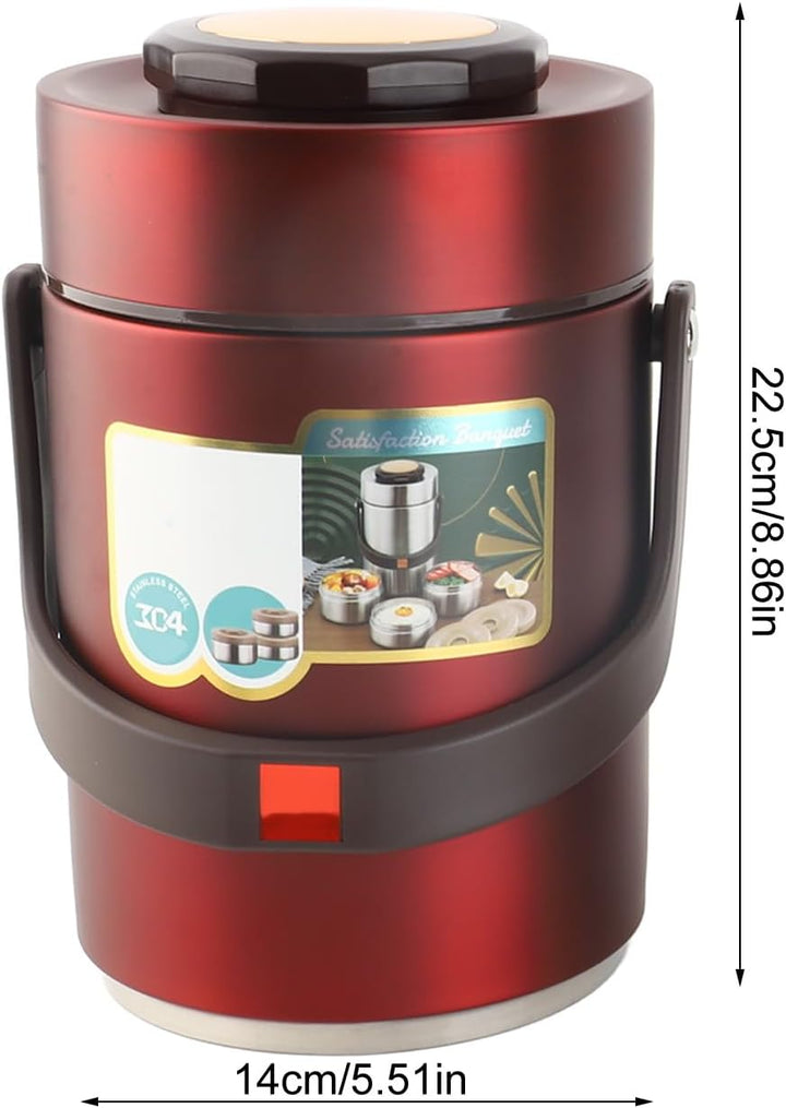 BuyWeek Thermobehälter für Essen, 2000ml Isolierte Lunchbox Edelstahl Warmhaltebehälter Tragbare 3 S