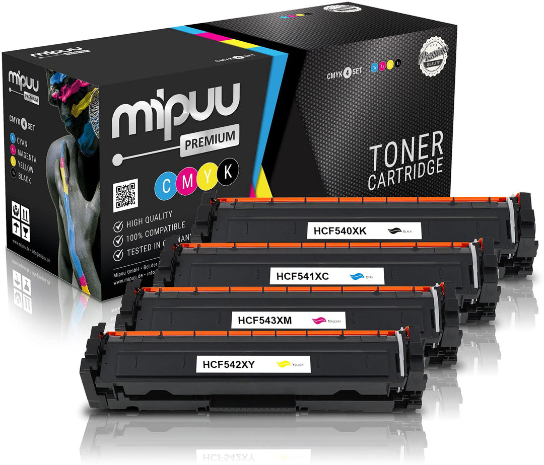 4 XXL Mipuu Toner kompatibel zu HP CF540X CF541X CF542X CF543X 203X für Color Laserjet Pro M281fdw M