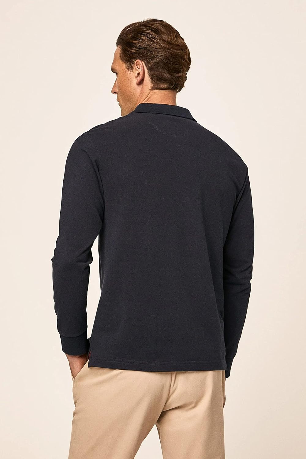 Hackett London Herren Slim Fit Logo Ls Polo Shirt, M Blue (Navy Blue)