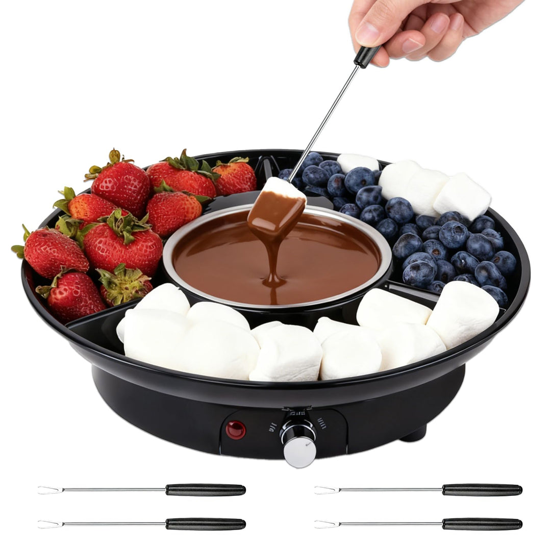 Elektrisches Schokoladen Fondue Set, 280ml Schokoladen Pot mit 2 Temperaturstufen, abnehmbarem Alumi