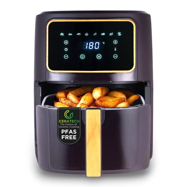 BERGNER CHARCOAL - PFAS-Freie Heissluftfritteuse 1800W 6.9L - 8 Kochprogramme - Air Fryer mit Kerami