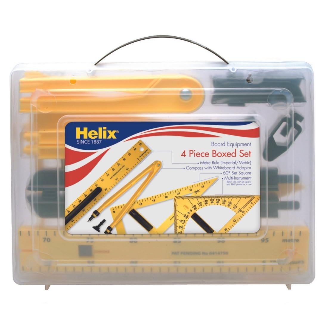 Helix Whiteboard-Lineal X24050, magnetisch, 60 cm Set gelb Whiteboard-Set, 4-teilig, Whiteboard-Set,