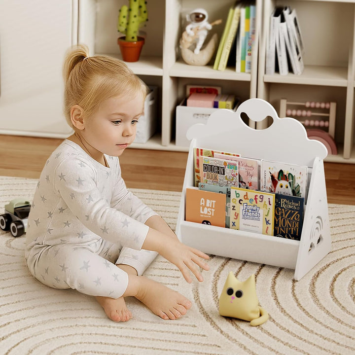 Kinder Bücherregal Holz,Montessori Bücherregal Kinder, Bücherkiste Kinder für Leseecke, Babyzimmer,