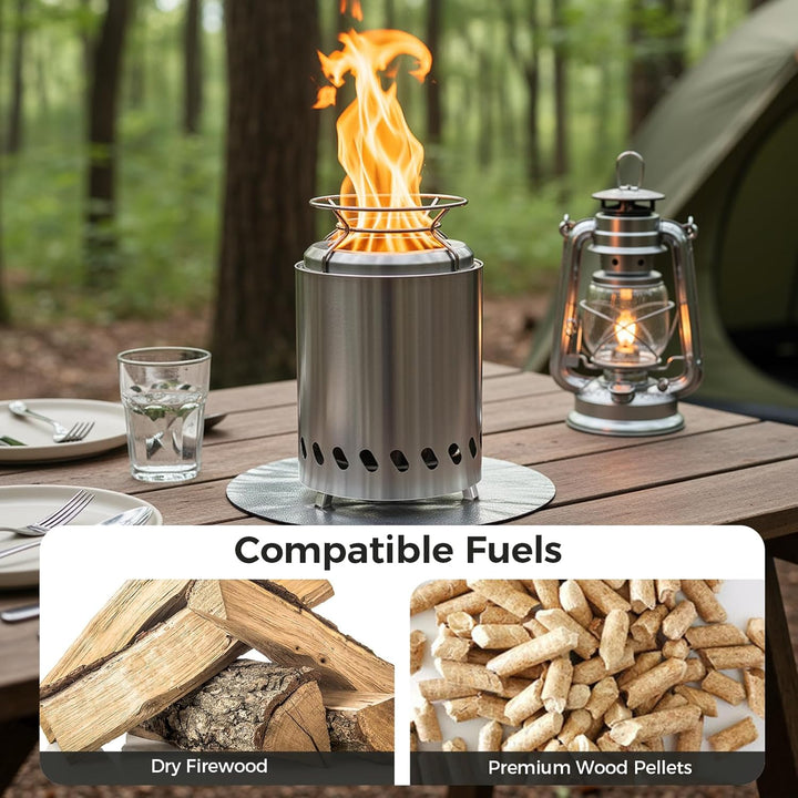 SMOOL Rauchfreier Tischfeuerkorb, Edelstahl raucharm, tragbaher Ofen für Camping, Outdoor & Terrasse
