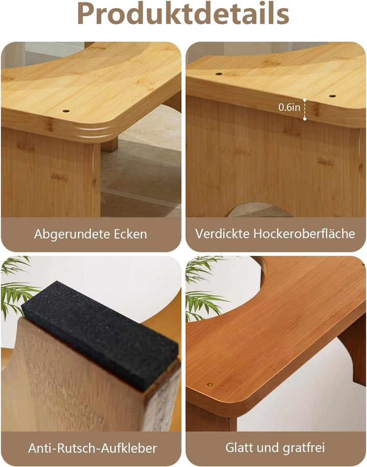 Toilettenhocker aus Bambusholz für Erwachsene, Klohocker für verbesserten Stuhlgang, WC Hocker für b