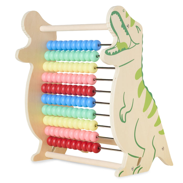 Twig & Leaf Rechenschieber für Kinder aus Holz, Dinosaurier Abakus Montessori Spielzeug zum Rechnen