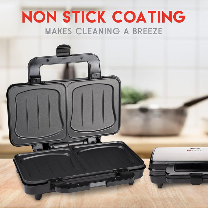 Alpina Toaster - XL - 900 Watt - Antihaft - Edelstahl/Schwarz