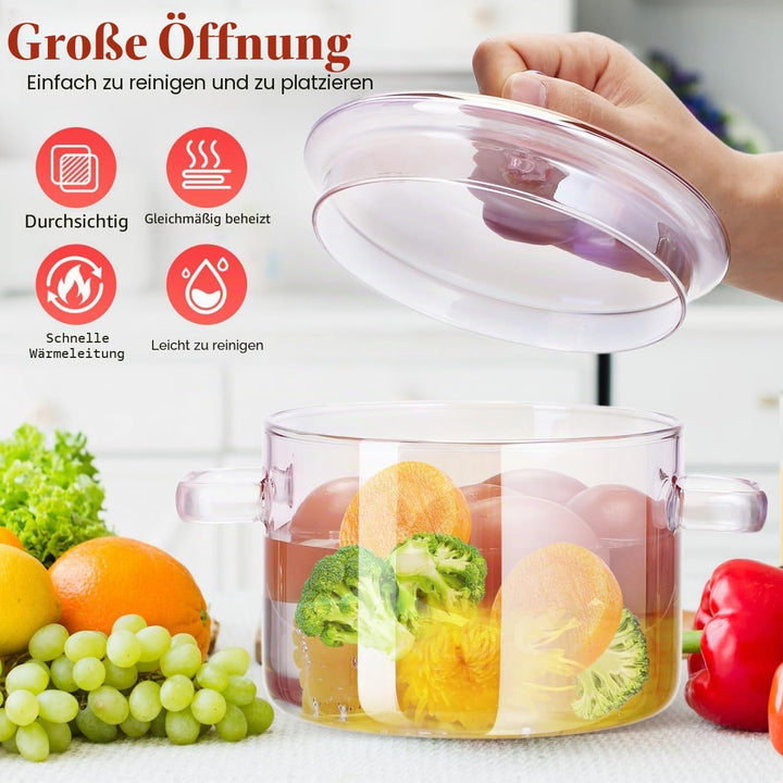 Happyyami Klarer Glastopf Glaspan Hitzebeständige Glas Kochtopf Suppentopf Für Küche Restaurant Koch