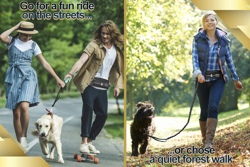 Joggingleine für Hunde zum Laufen, Joggen, Wandern | 2 in 1 Joggingleine und Normale Hundeleine für