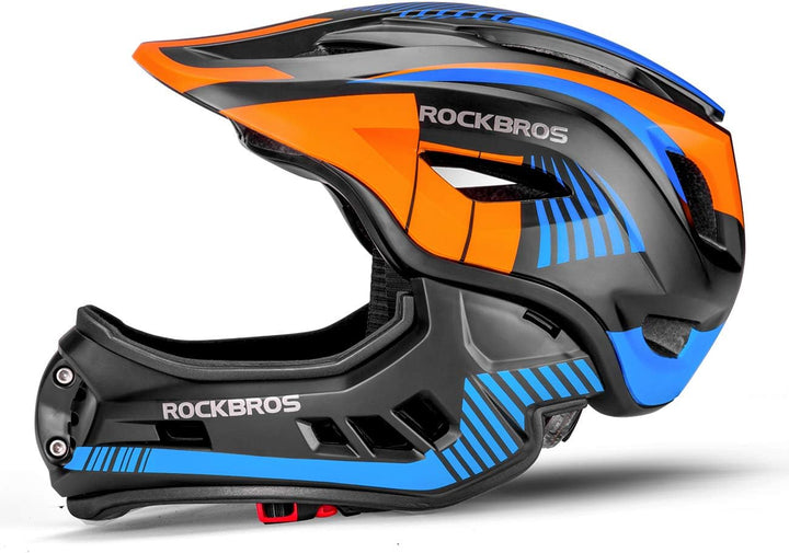 ROCKBROS Kinderhelm Integriert Fahrradhelm Kinder Jugend Fullface Helm mit Abnehmbarem Kinnschutz BM