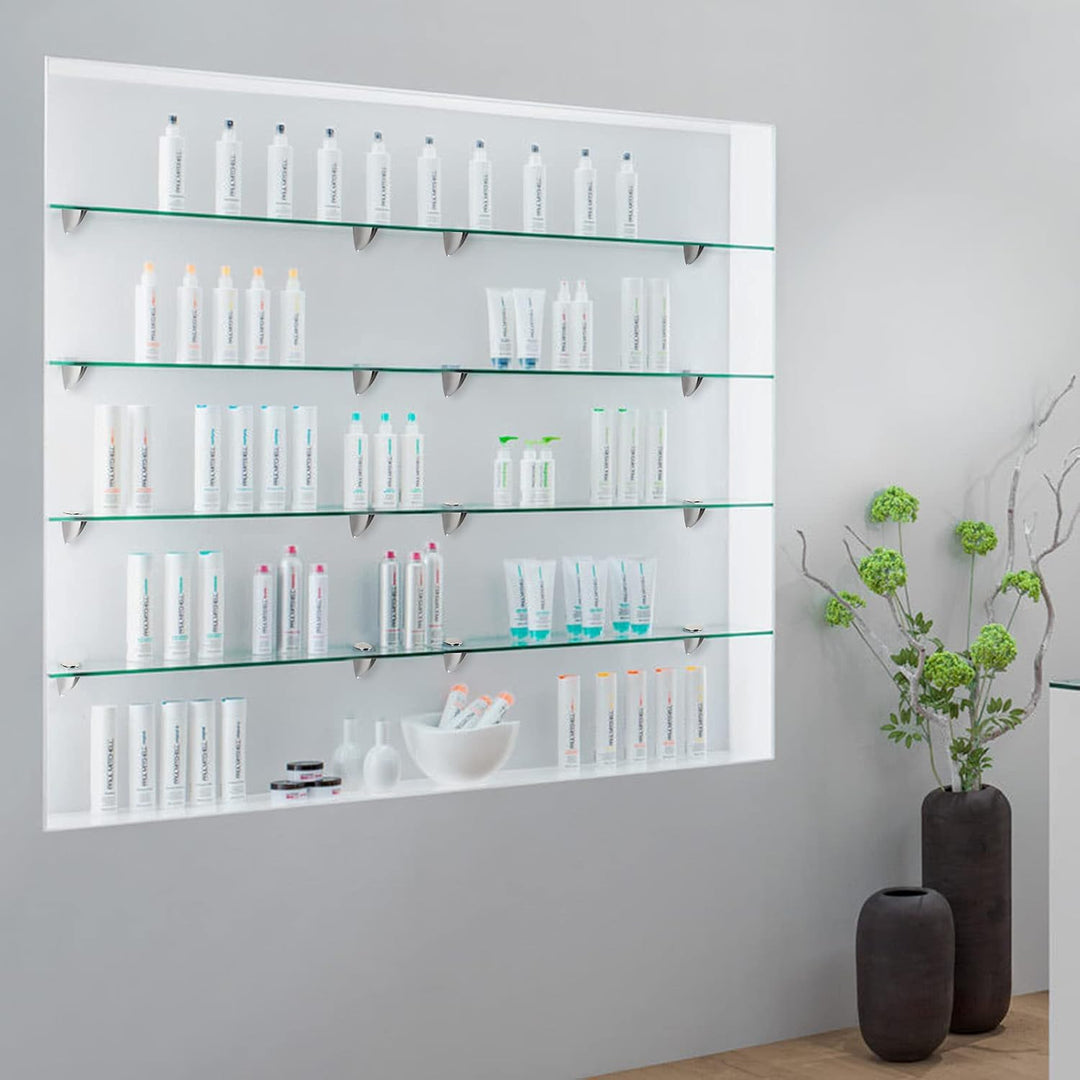 Randaco 2X Glasablage Glasregal, Glas Glasablage Klarglas mit Wandhalterung&8mm ESG Sicherheitsglas