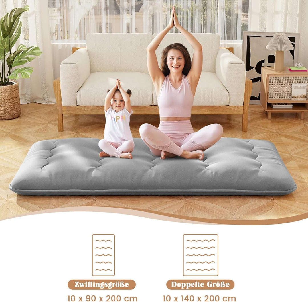 COSTWAY Japanische Futon Matratze, Tatami-Matte, Bodenmatratze, Klappmatratze mit waschbarem Bezug,