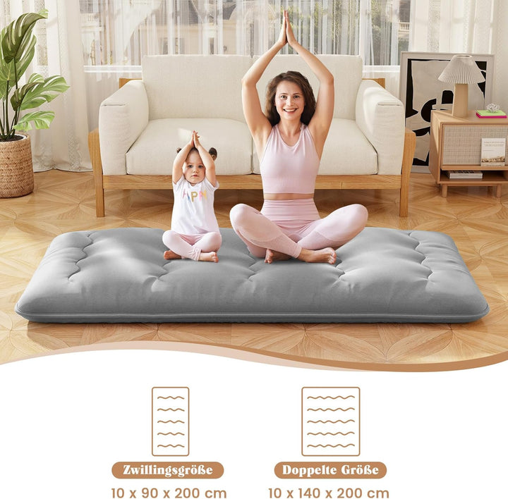 COSTWAY Japanische Futon Matratze, Tatami-Matte, Bodenmatratze, Klappmatratze mit waschbarem Bezug,