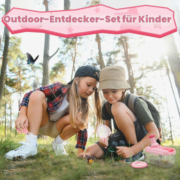 Forscherset für Kinder ab 4, Entdecker Set mit Insekten Beobachtungsbox, Lupenglas Kinder, Insektenf