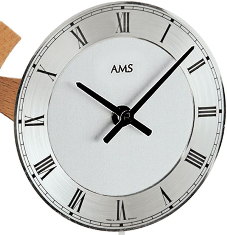 AMS Tischuhr 163 mit Quarzpendelwerk Tisch Design Pendeluhr Metallpendel römische Ziffern