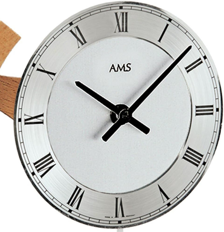 AMS Tischuhr 163 mit Quarzpendelwerk Tisch Design Pendeluhr Metallpendel römische Ziffern