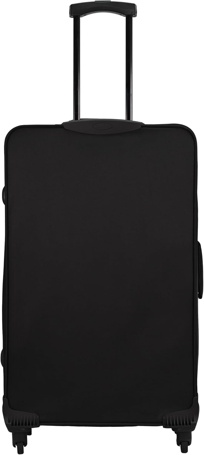 SIGN Stoffkoffer Reisekoffer Trolley (Handgepäck-Mittel-Gross-Set) + 5cm Dehnungsfuge (Schwarz, 3er