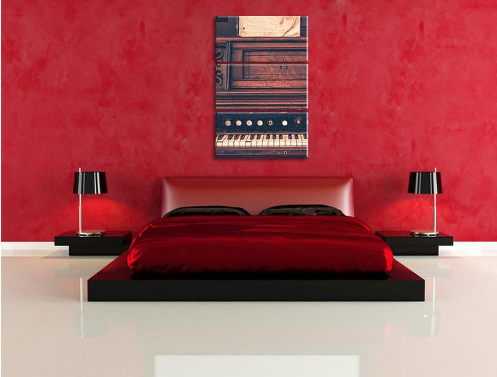 Pixxprint altes Klavier Schwarz/Weiss 3-Teiler Leinwandbild 120x80 Bild auf Leinwand