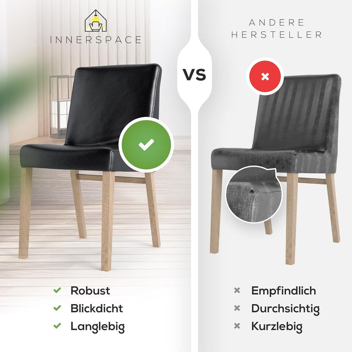 INNERSPACE Stuhlhussen 4er oder 6er Set in Schwarz | Blickdichte, Wasserabweisende, Elastische Stuhl